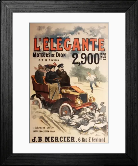 Framed Print : De Dion Car Poster Framed Print : De Dion Car Poster