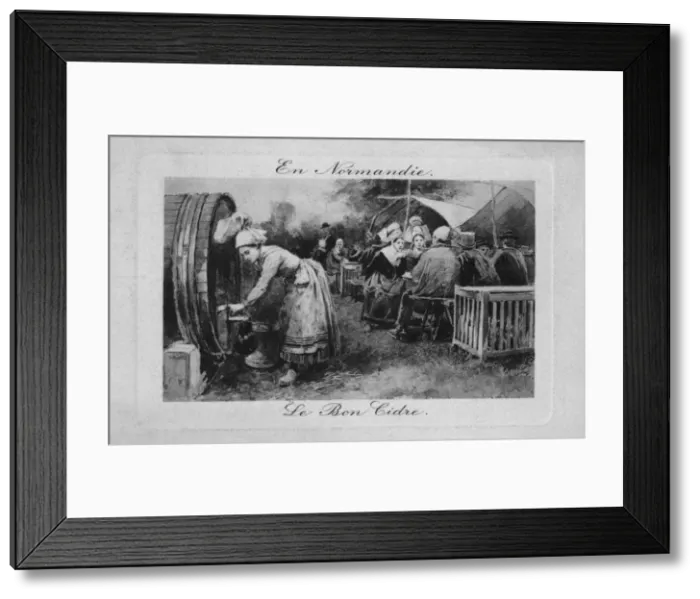 Framed Print : A woman pouring cider in Normandie, France Framed Print : A woman pouring cider in Normandie, France