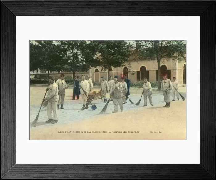 Framed Print : French soldiers cleaning their Barrack Yard Framed Print : French soldiers cleaning their Barrack Yard