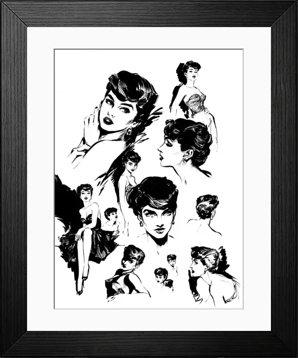 Framed Print : Sketches of a woman by David Wright Framed Print : Sketches of a woman by David Wright