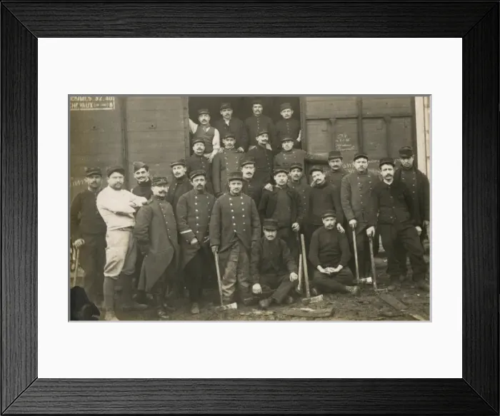 Framed Print : French soldiers posing with their hoes Framed Print : French soldiers posing with their hoes