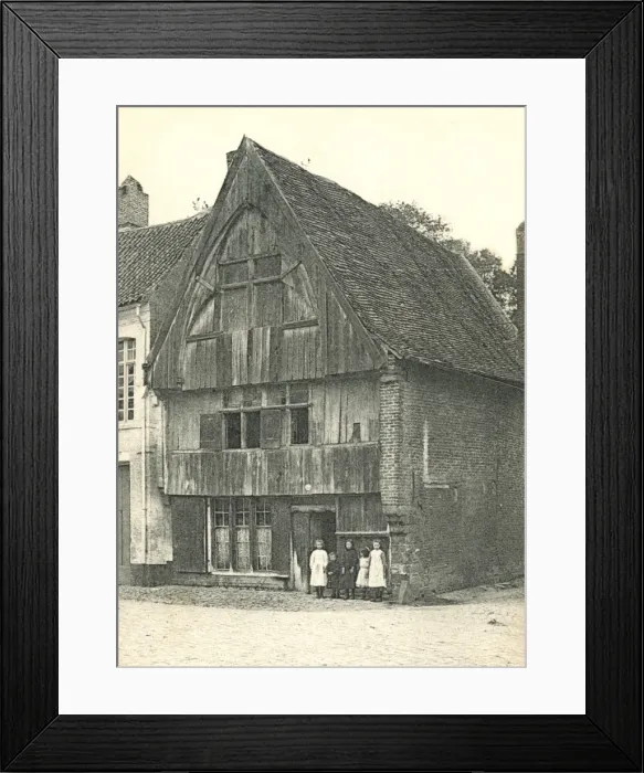 Framed Print : Children outside a house in Ypres, France Framed Print : Children outside a house in Ypres, France