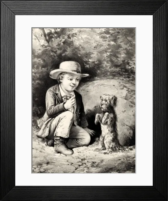 Framed Print : Boy with his pet dog Framed Print : Boy with his pet dog