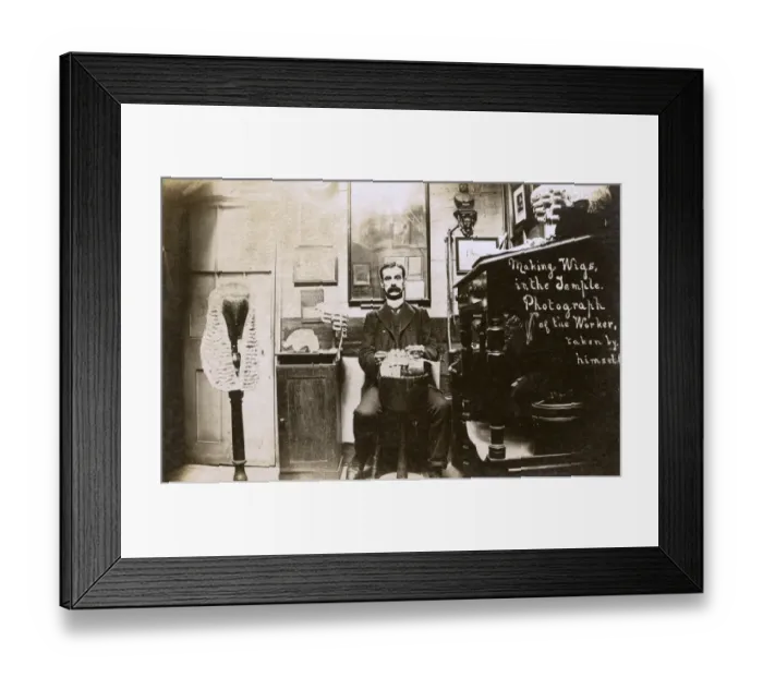 Framed Print : Wigmaker making a wig for the legal profession Framed Print : Wigmaker making a wig for the legal profession