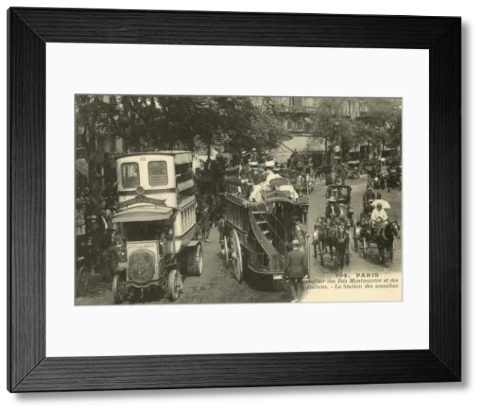 Framed Print : An omnibus station in Paris Framed Print : An omnibus station in Paris