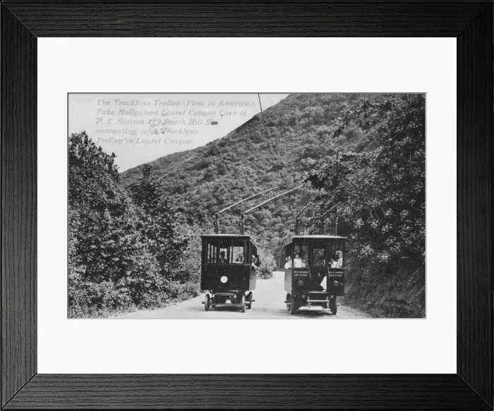 Framed Print : The trackless trolly (the first in America) Framed Print : The trackless trolly (the first in America)