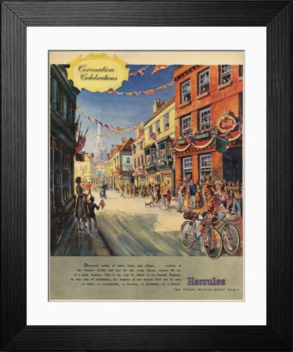 Framed Print : Hercules bicycles Coronation advertisement Framed Print : Hercules bicycles Coronation advertisement