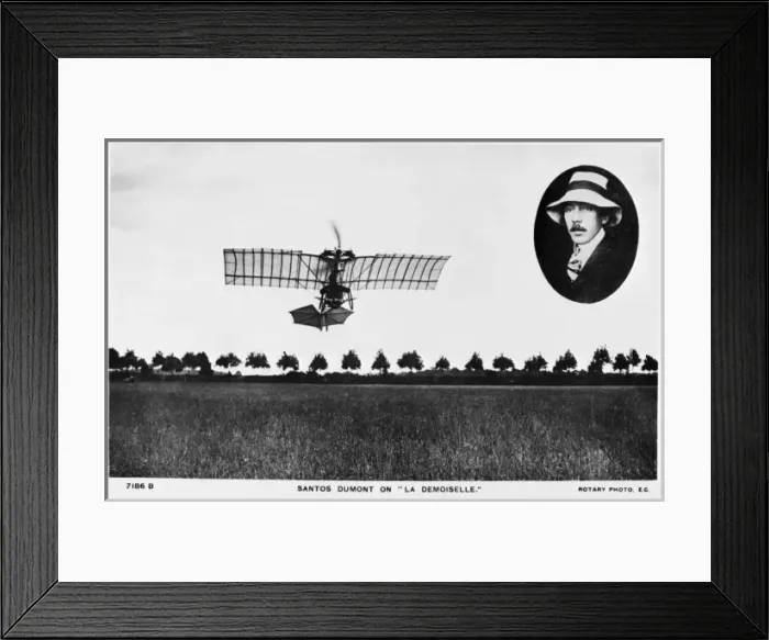Framed Print : Alberto Santos Dumont in his aeroplane, La Demoiselle Framed Print : Alberto Santos Dumont in his aeroplane, La Demoiselle