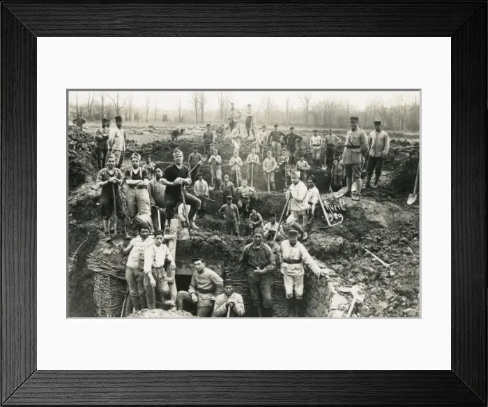 Framed Print : Soldiers digging trenches in France Framed Print : Soldiers digging trenches in France