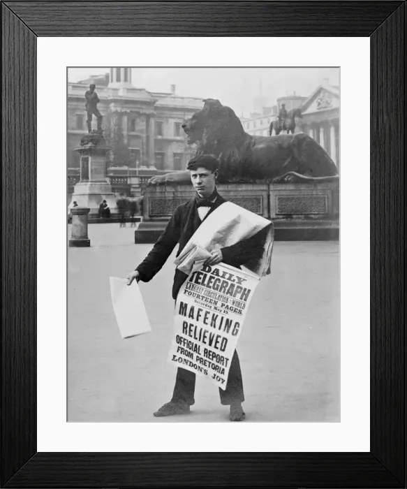 Framed Print : A newspaper seller in Trafalgar Square Framed Print : A newspaper seller in Trafalgar Square