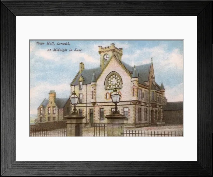 Framed Print : Lerwick, Scotland - The Town Hall in the midnight sun Framed Print : Lerwick, Scotland - The Town Hall in the midnight sun