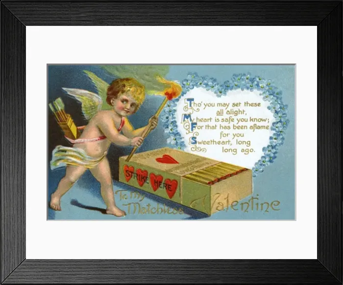 Framed Print : Valentines Postcard - Matchless Valentine Framed Print : Valentines Postcard - Matchless Valentine