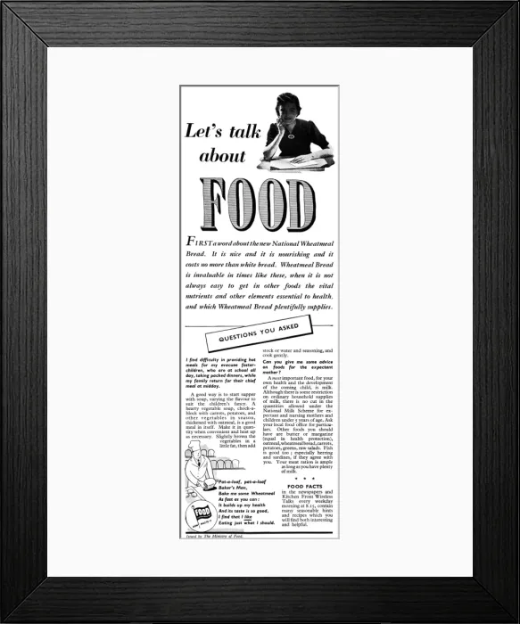 Framed Print : Advert for The Ministry of Food 1941 Framed Print : Advert for The Ministry of Food 1941