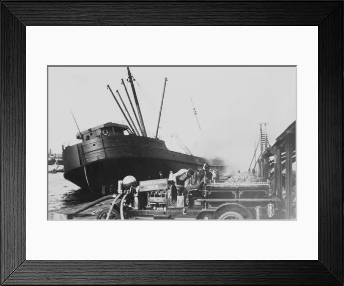 Framed Print : Fire on a moored vessel Framed Print : Fire on a moored vessel