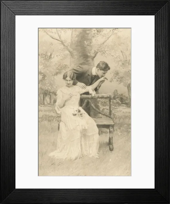 Framed Print : Couple canoodling on a bench Framed Print : Couple canoodling on a bench