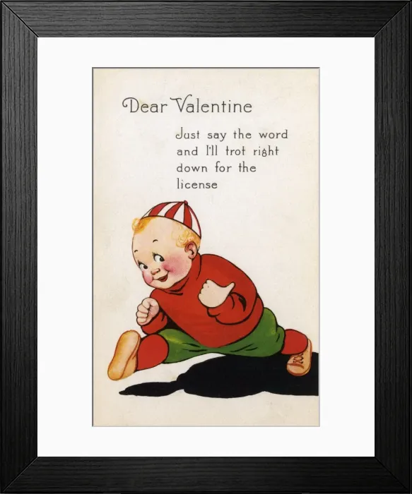 Framed Print : American Valentines Day card - Marriage licence Framed Print : American Valentines Day card - Marriage licence