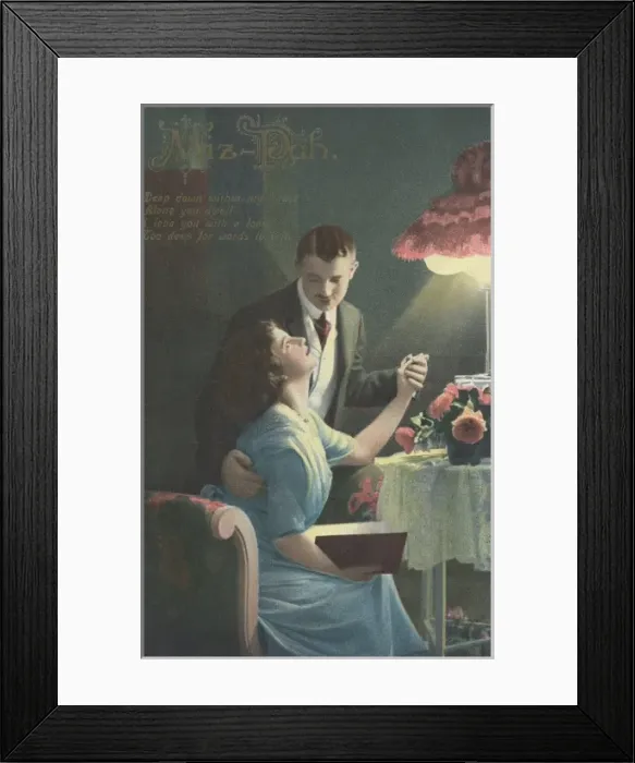 Framed Print : Couple holding hands and gazing at one another Framed Print : Couple holding hands and gazing at one another