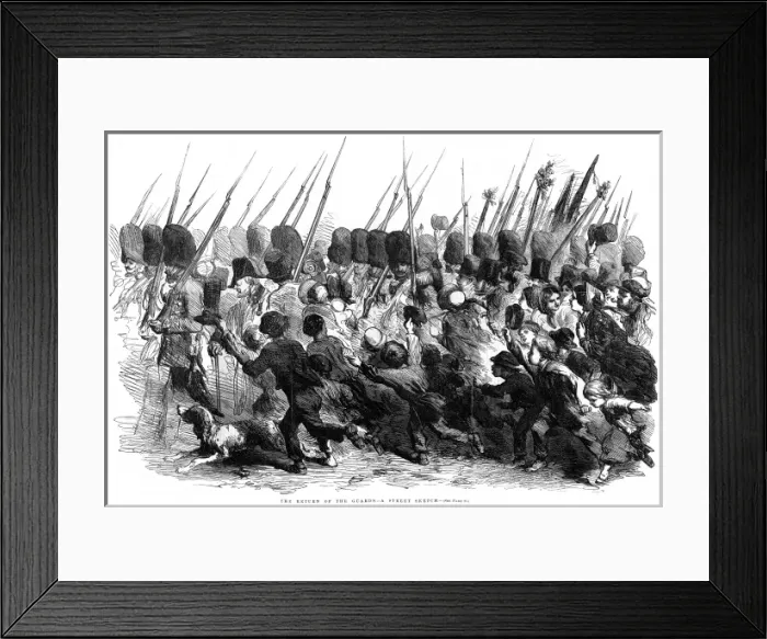Framed Print : Return of the guards from the Crimea, street sketch Framed Print : Return of the guards from the Crimea, street sketch