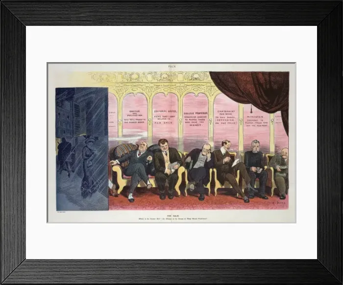 Framed Print : For sale. Illustration shows, on the left, a woman walking on a street Framed Print : For sale. Illustration shows, on the left, a woman walking on a street