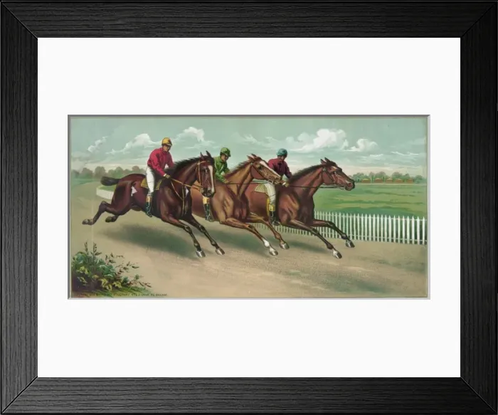 Framed Print : Three men on horseback racing Framed Print : Three men on horseback racing