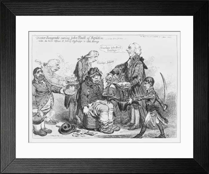 Framed Print : Doctor Sangrado curing John Bull of repletion-with the kind Framed Print : Doctor Sangrado curing John Bull of repletion-with the kind