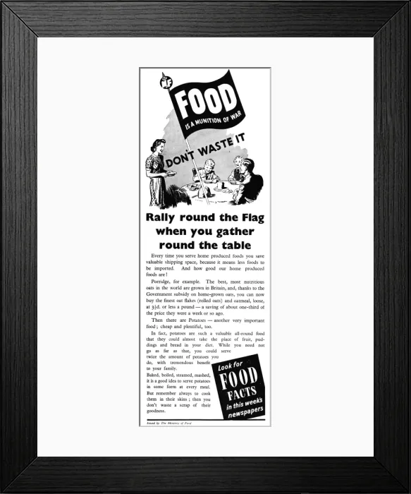 Framed Print : Advert for The Ministry of Food 1941 Framed Print : Advert for The Ministry of Food 1941