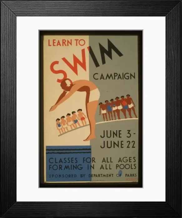 Framed Print : Learn to swim campaign Classes for all ages forming in all p Framed Print : Learn to swim campaign Classes for all ages forming in all p