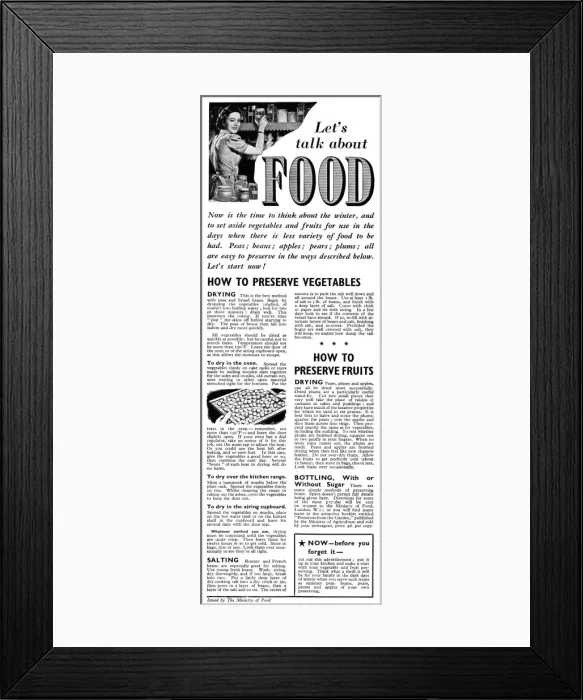 Framed Print : Advert for The Ministry of Food 1941 Framed Print : Advert for The Ministry of Food 1941