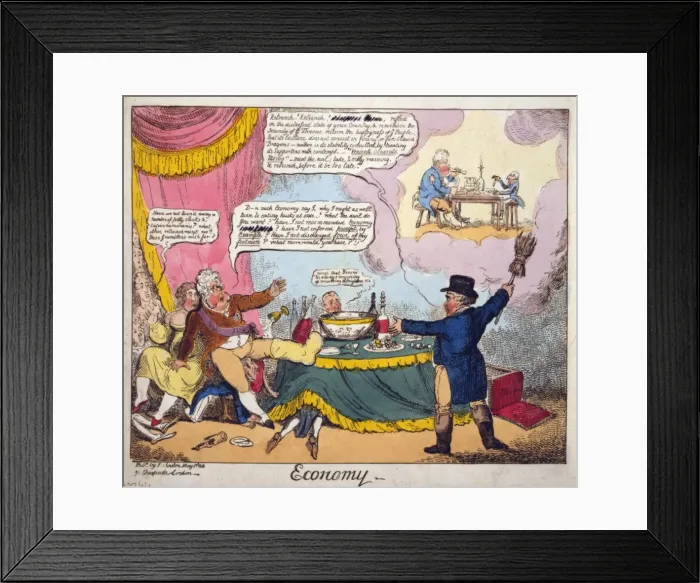 Framed Print : Economy. Brougham, in the guise of John Bull, appears to the Regent Framed Print : Economy. Brougham, in the guise of John Bull, appears to the Regent