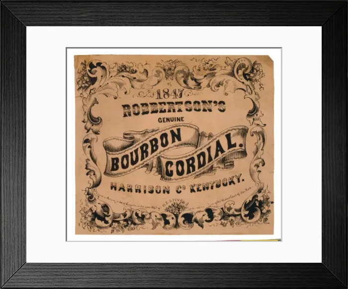 Framed Print : Robertsons Genuine Bourbon Cordial, Harrison Co. Kentucky Framed Print : Robertsons Genuine Bourbon Cordial, Harrison Co. Kentucky
