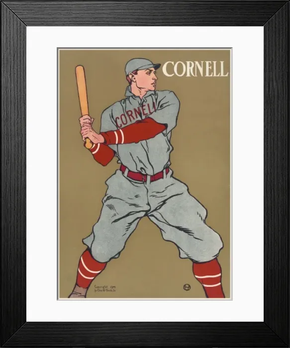 Framed Print : Cornell. Print shows a baseball player, from Cornell University, holding bat. Date c1908 Framed Print : Cornell. Print shows a baseball player, from Cornell University, holding bat. Date c1908