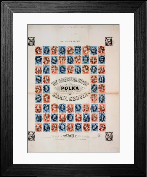 Framed Print : The American stamp polka by Maria Seguin Framed Print : The American stamp polka by Maria Seguin