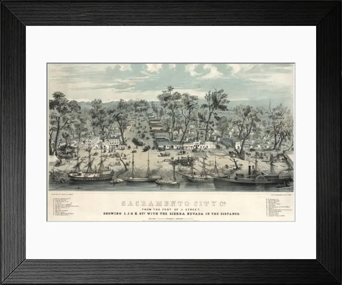 Framed Print : Sacramento city, Ca. from the foot of J. Street, showing I Framed Print : Sacramento city, Ca. from the foot of J. Street, showing I