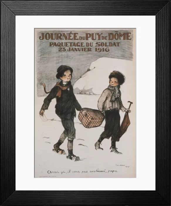 Framed Print : Journee du Puy de Dome. Paquetage du soldat. 23 Janvier 1916 Framed Print : Journee du Puy de Dome. Paquetage du soldat. 23 Janvier 1916