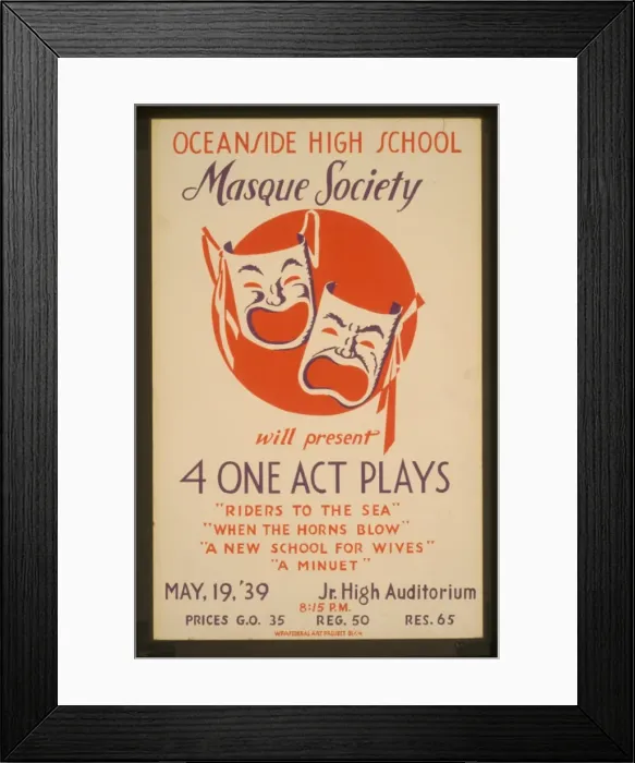 Framed Print : Oceanside High School Masque Society will present 4 one act Framed Print : Oceanside High School Masque Society will present 4 one act