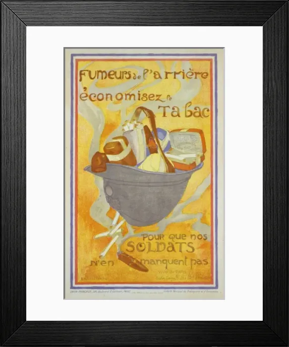 Framed Print : Fumeurs de l arriere economisez le tabac pour que nos soldat Framed Print : Fumeurs de l arriere economisez le tabac pour que nos soldat