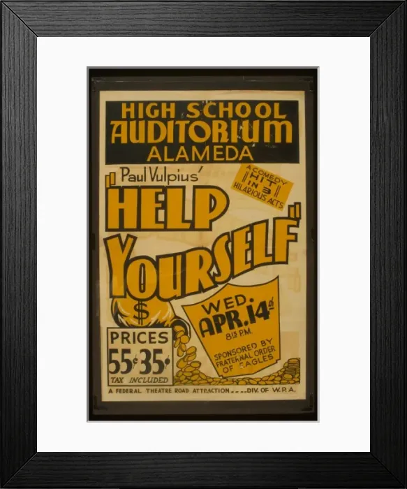 Framed Print : Paul Vulpius Help yourself A comedy hit in 3 hilarious acts Framed Print : Paul Vulpius Help yourself A comedy hit in 3 hilarious acts