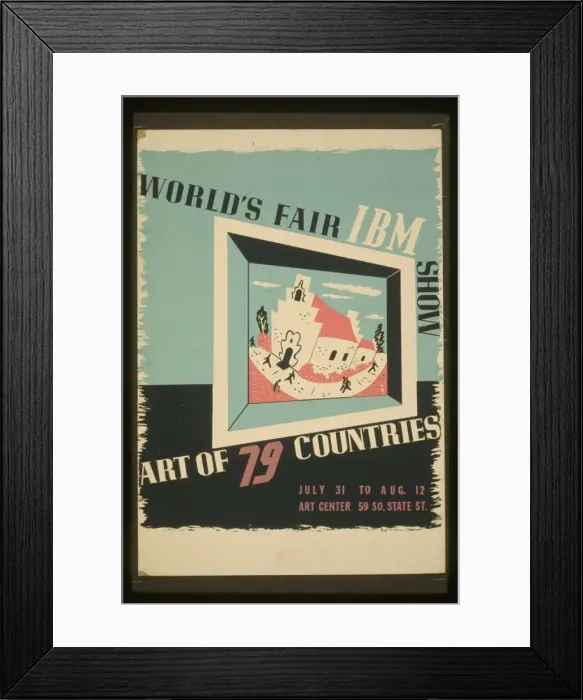 Framed Print : Worlds fair IBM show Art of 79 countries Framed Print : Worlds fair IBM show Art of 79 countries