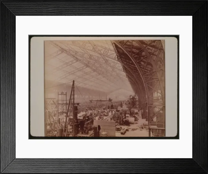 Framed Print : Interior of Gallery of Machines, showing machines being set Framed Print : Interior of Gallery of Machines, showing machines being set