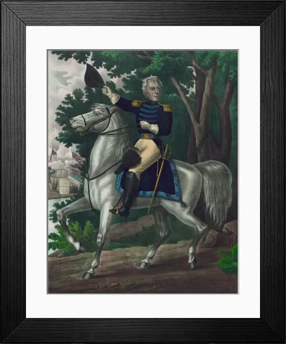 Framed Print : Andrew Jackson with the Tennessee forces on the Hickory Grou Framed Print : Andrew Jackson with the Tennessee forces on the Hickory Grou