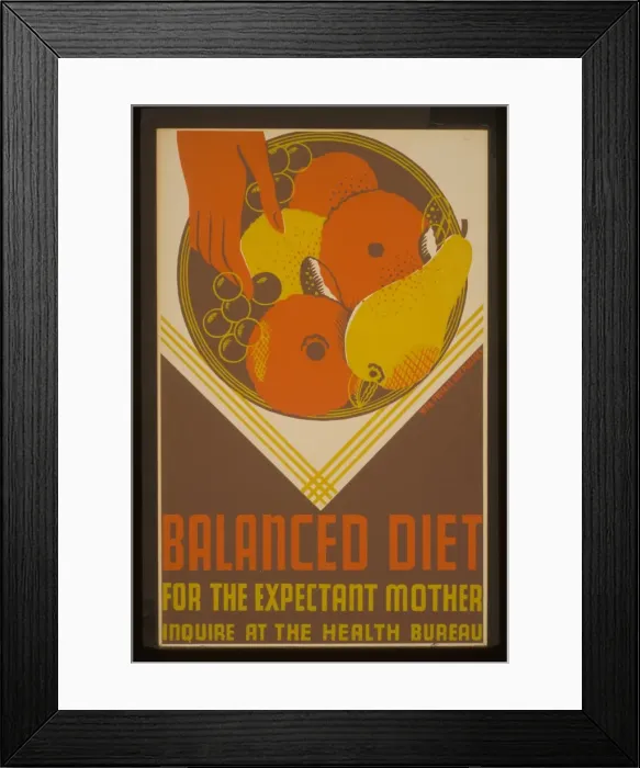 Framed Print : Balanced diet for the expectant mother Inquire at the Health Framed Print : Balanced diet for the expectant mother Inquire at the Health