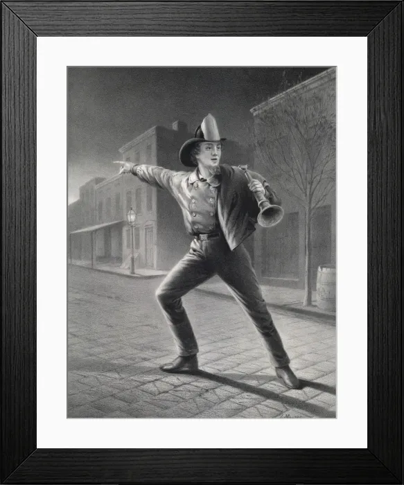 Framed Print : The American fireman: rushing to the conflict Framed Print : The American fireman: rushing to the conflict