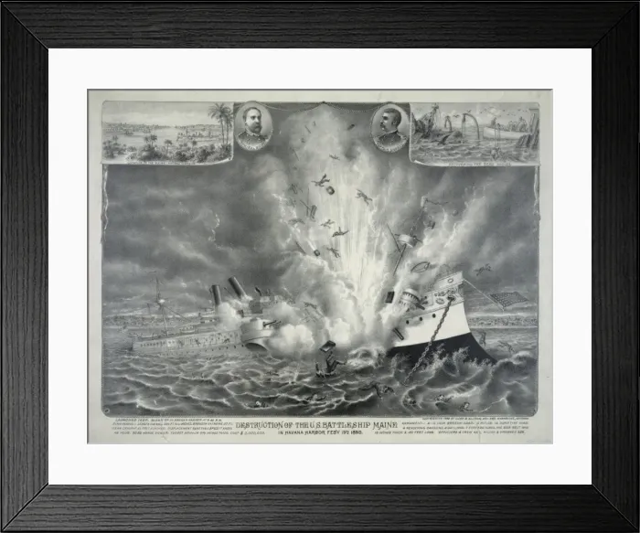 Framed Print : Destruction of the U. S. battleship Maine in Havana Harbor Fe Framed Print : Destruction of the U. S. battleship Maine in Havana Harbor Fe