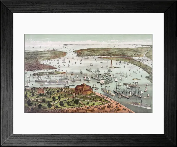 Framed Print : The Port of New York--Birds eye view from the Battery, looki Framed Print : The Port of New York--Birds eye view from the Battery, looki
