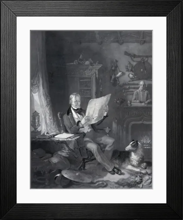 Framed Print : Sir Walter Scott, Bart. in his study at Abbotsford Framed Print : Sir Walter Scott, Bart. in his study at Abbotsford