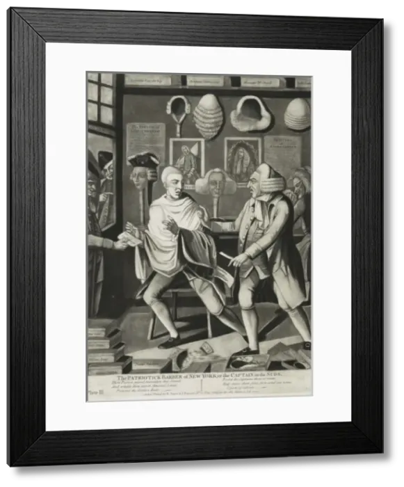 Framed Print : The patriotick barber of New York, or the Captain in the sud Framed Print : The patriotick barber of New York, or the Captain in the sud