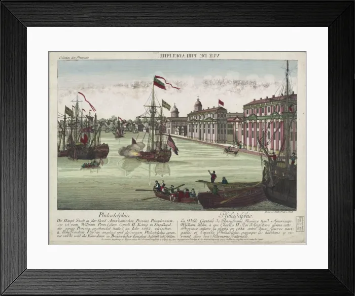 Framed Print : Print shows men in boats and ships along the waterfront in P Framed Print : Print shows men in boats and ships along the waterfront in P