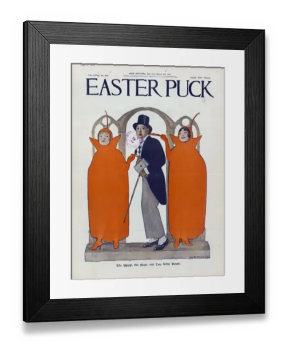 Framed Print : Easter Puck - the world, the flesh, and two little devils Framed Print : Easter Puck - the world, the flesh, and two little devils