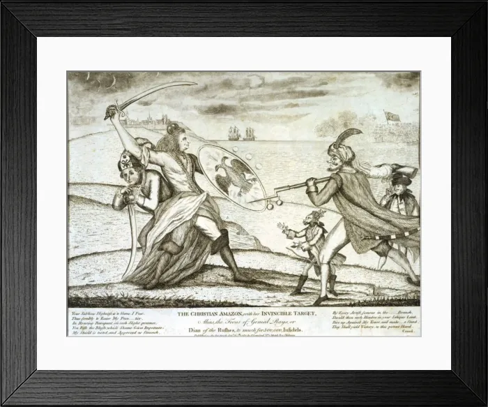 Framed Print : The christian amazon, with her invincible target, Alias Framed Print : The christian amazon, with her invincible target, Alias