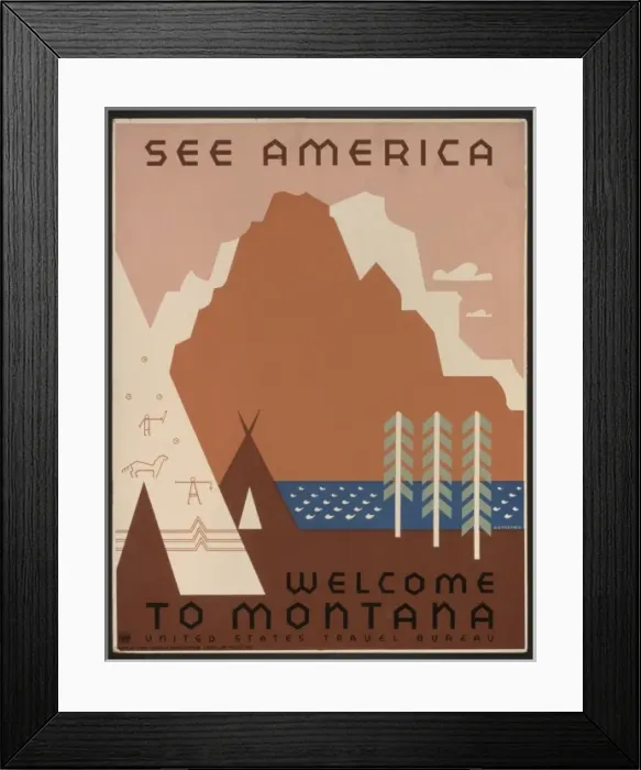 Framed Print : See America Welcome to Montana Framed Print : See America Welcome to Montana